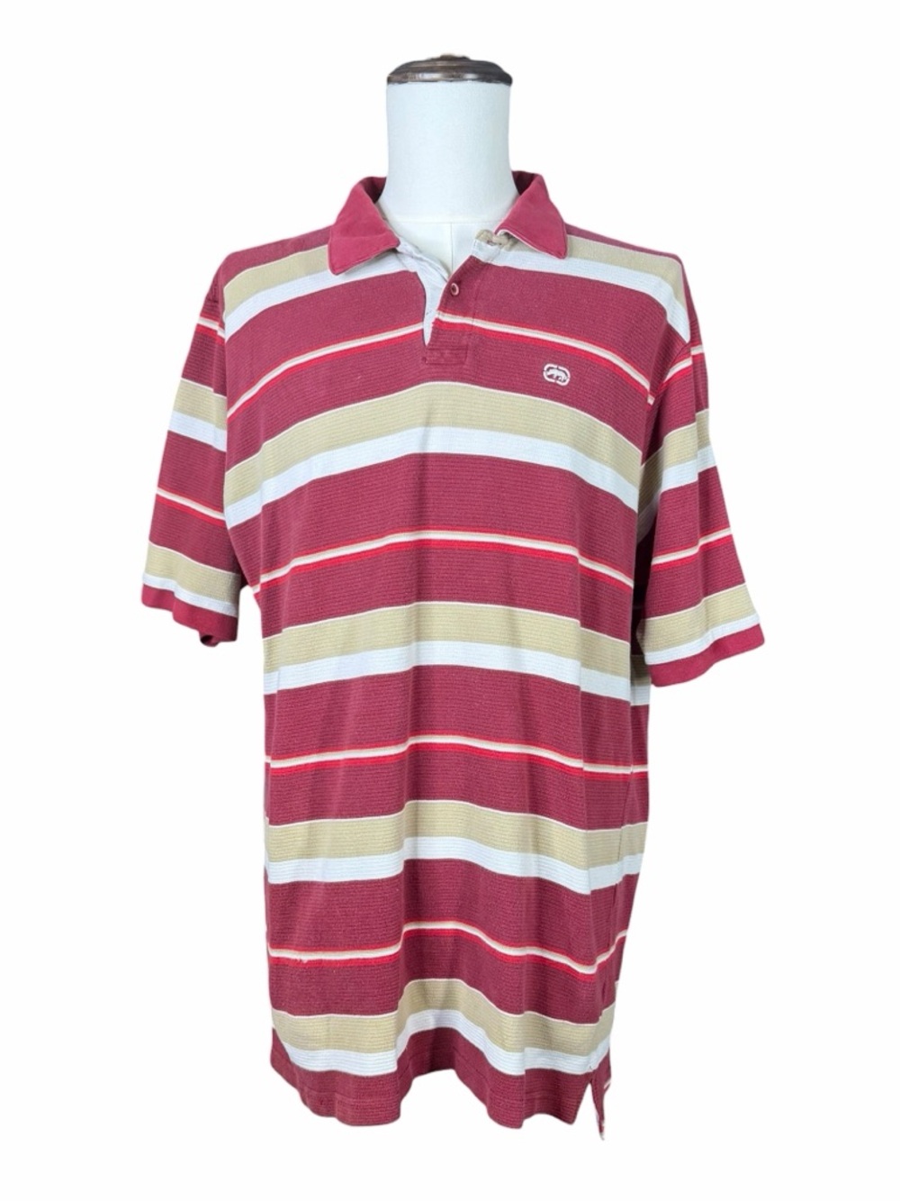 Ecko Unltd Red & Gold Striped Short Sleeve Polo - Size 3XL